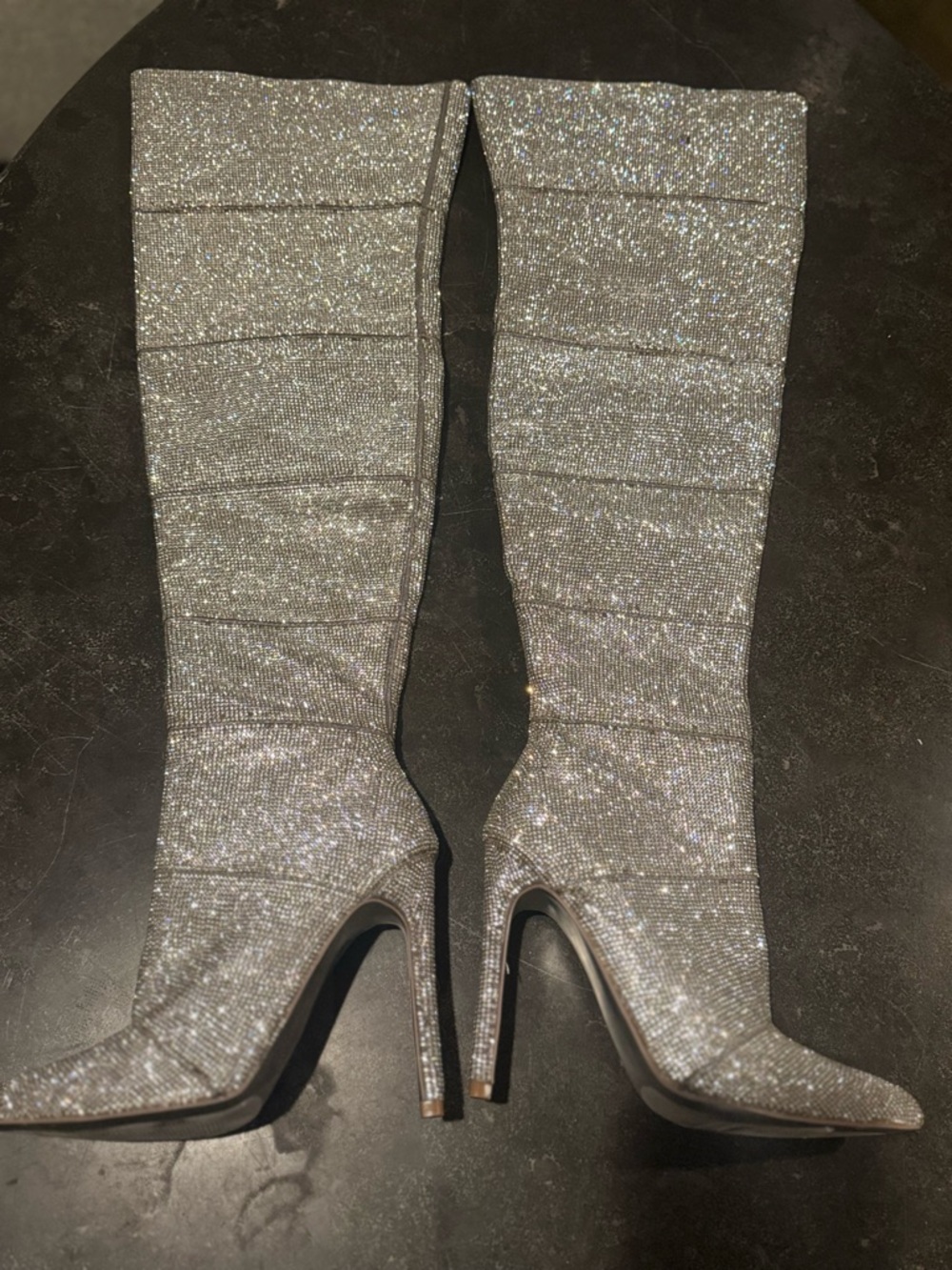 NORDSTROM: Silver Glitter Over-the-Knee Stiletto Boots- Steve Madden Wonders
